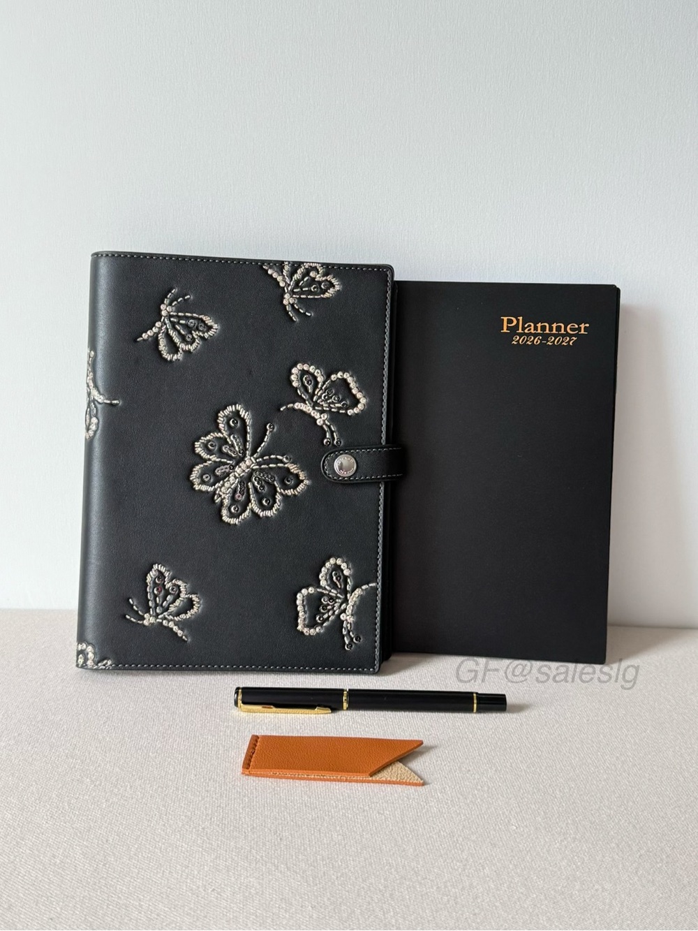 NWT Coach Notebook With Butterfly Print Black CCF42 w/ 2026-2027 Planner Bundle